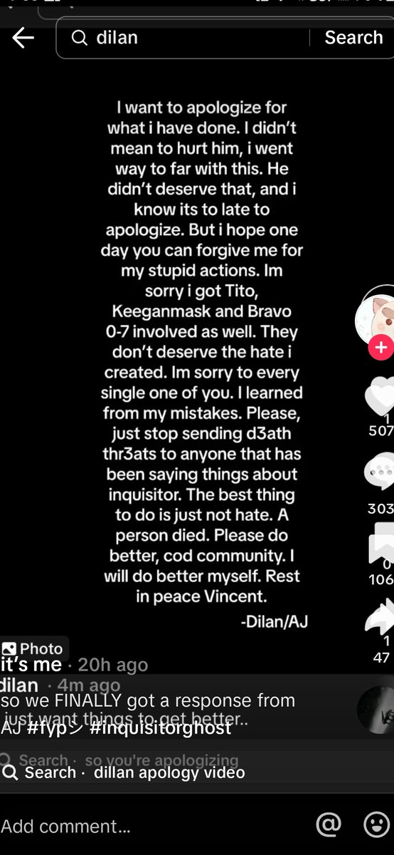 MccostlinS's tweet photo. How are they going to shit on the community? It's their fault he's dead. Little apology videos won't make up for a 23 year olds life. Please spread awareness. The people involved deserve to punishment.
#justiceforinquisitor #inquisitorghost #Inquisitore3 #CallofDuty #Inquisitor https://t.co/sb5sMUGdhA