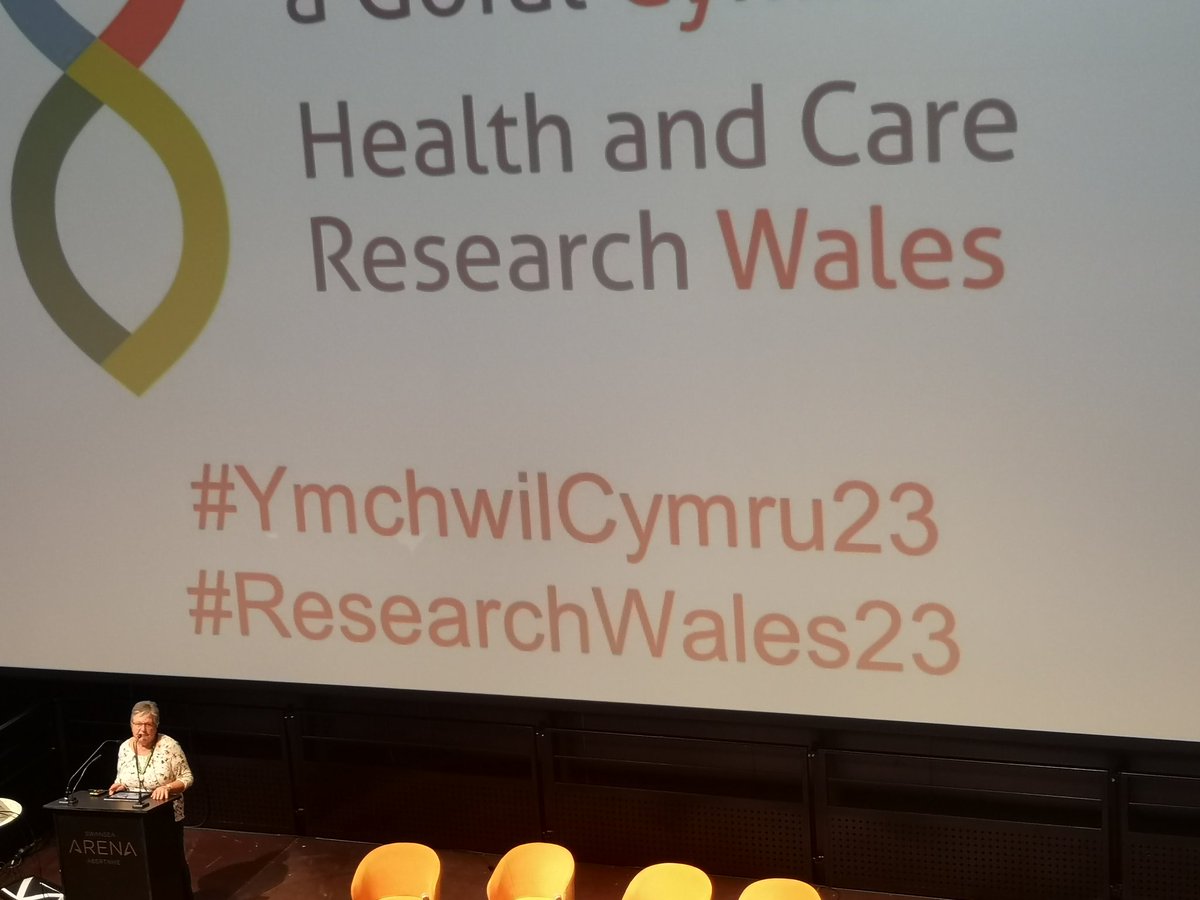 How refreshing to see a patient and public involvement member take the stage! People make research at #ResearchWales23