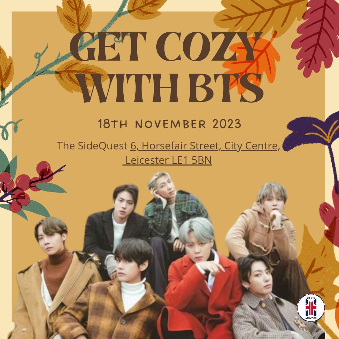 ARMATIONMEETS's tweet photo. Leicester ARMY, are you to...

GET COZY WITH BTS 🍂?

Date : 18 November 2023

Location : Leicester Side Quest Hub

Ticket Link Bio 💜

#BTS #BTSUPSLEEVEEVENT #UKBTSARMY https://t.co/nCsgP7b9Z1