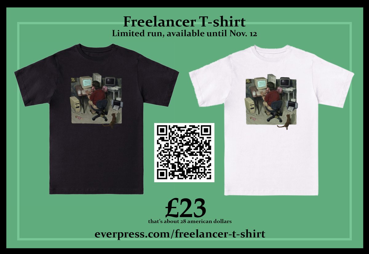 I'm selling a tshirt, I got one for myself to check out the quality and can confirm it is epic everpress.com/freelancer-t-s…