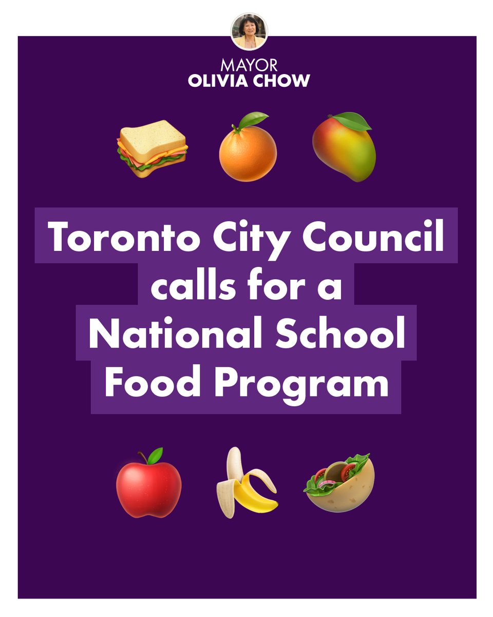 MayorOliviaChow's tweet photo. The City of Toronto steps up daily to help feed over 200,000 kids through the school nutrition program. I’m proud of my own work in getting that program off the ground. 

Unfortunately, there is no such program across Canada. That needs to change. https://t.co/YLWpt3Q5K1