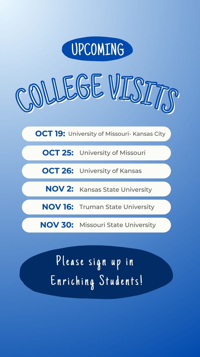 Juniors and Seniors, sign up for college reps coming to OP this Fall!