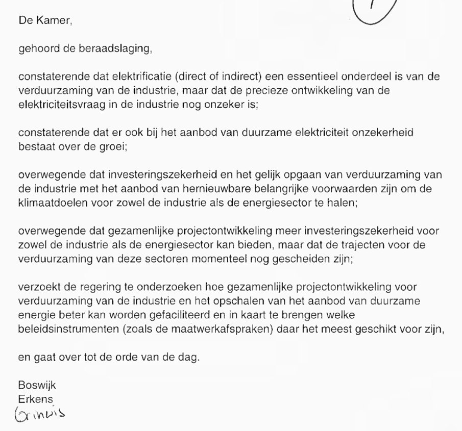 Heel blij met deze motie <a href="/DerkBoswijk/">Derk Boswijk</a> <a href="/SilvioErkens/">Silvio Erkens</a> <a href="/Pieter_Grinwis/">Pieter Grinwis</a>: dit zijn de dingen die helpen en bedrijven handelingsperspectief geven | gezamenlijke ontwikkeling duurzame industrie en -energie!