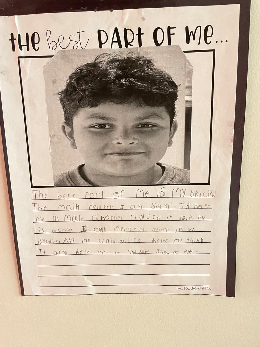 We are working on paragraph writing and self confidence in 4th grade! What better way to practice both than writing about the best parts of us!