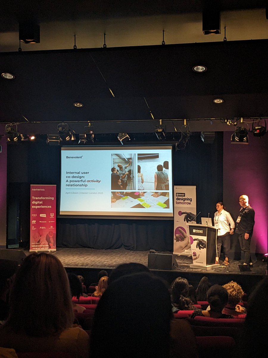 Our penultimate talk of the day has just started! Welcome to the stage April Gibson, Head of UX at <a href="/benevolent_ai/">BenevolentAI</a> for her talk 'Internal co-designers: our secret weapon' 👏

<a href="/we_are_Nomensa/">Nomensa</a> #InteractLDN #UX #UXDesign #UserExperience