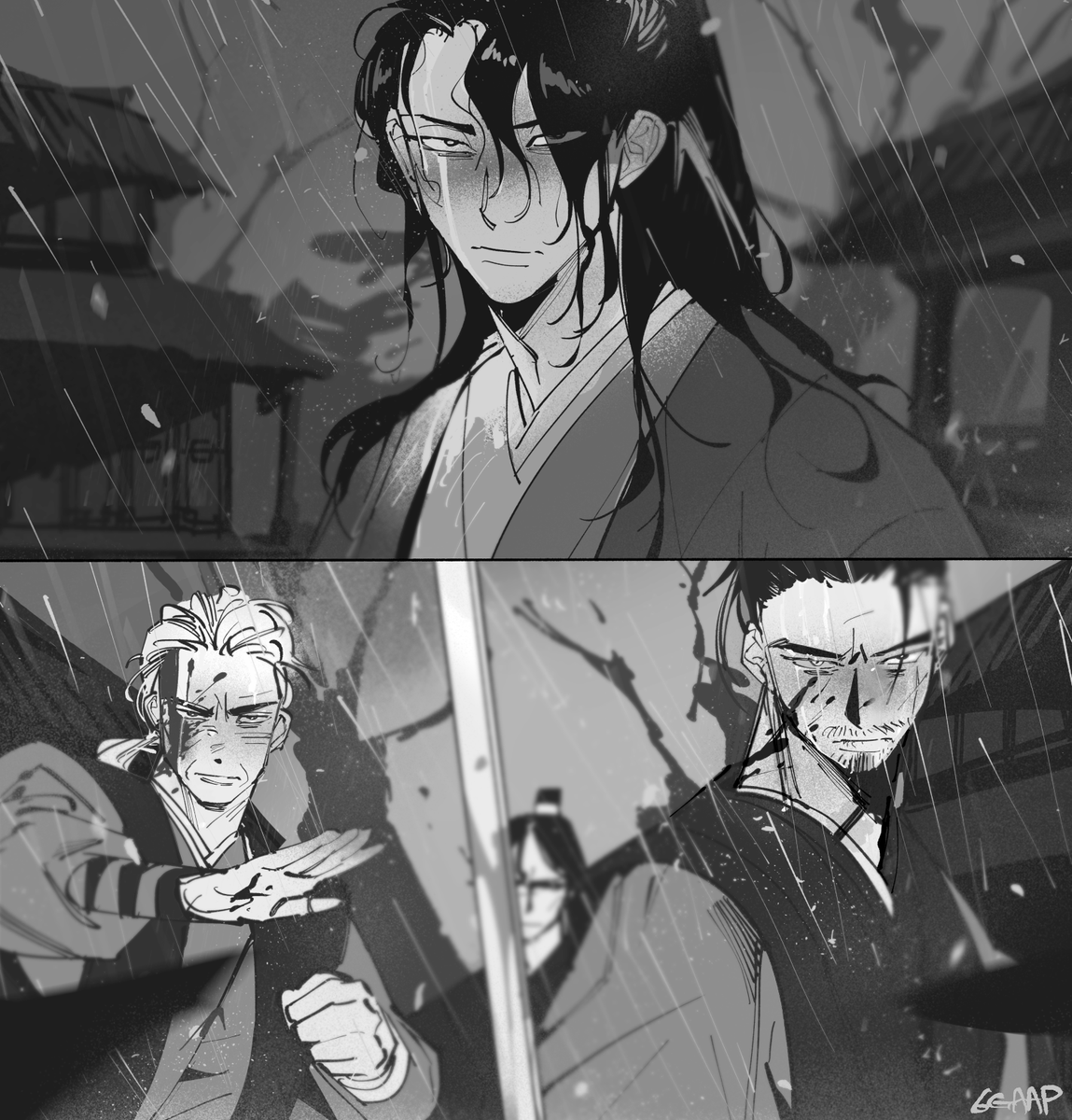 #광마회귀
332 본래 사천왕은 물론이고 나도 눈물을 흘리는 법이 없는 사람들이다. 하지만 쏟아지는 빗줄기에 얼굴을 맡기고 있으려니 다들 울고 있는 것처럼 보였다.