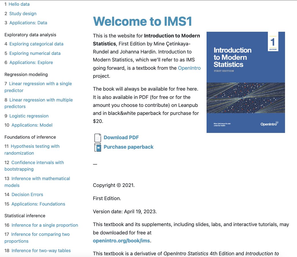 omarsar0's tweet photo. Introduction to Modern Statistics

If you are studying computer science or machine learning, it's worth every minute learning about Statistics. 

This online book looks like a great place to start. 

FREE PDF is also available. 

This is an absolute gem!

https://t.co/YTTZnidbAs