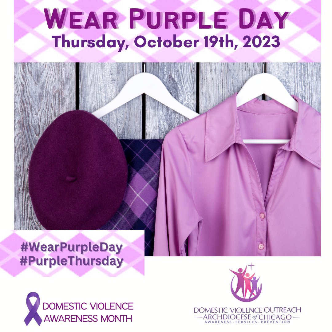 dvochicago's tweet photo. Mark your calendar for next Thursday, October 19th! #WearPurple for #DVAM2023! #ACDVO #dvochicago #domesticviolenceoutreach #PurpleThursday #Every1KnowsSome1 https://t.co/In9fLJJ2VM