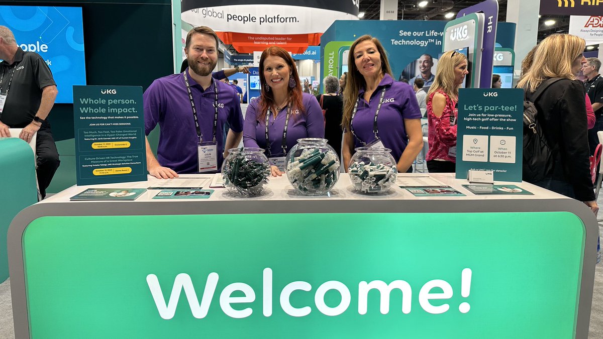 UKGInc's tweet photo. Day 3️⃣ at @HRTechConf! 

Here’s what we have at UKG booth #3909. ⤵️

👉 Culture-Driven HR Technology: The True Measure of a Great Workplace | Demo Room 1 🖥️

👉 Wagging Tails puppy lounge 🐶 

👉 @GPTW_US Hub Toast 🥂 

👉 Magical solutions 🪄

#WeAreUKG #HRTechConf https://t.co/5qFPUx2vzZ