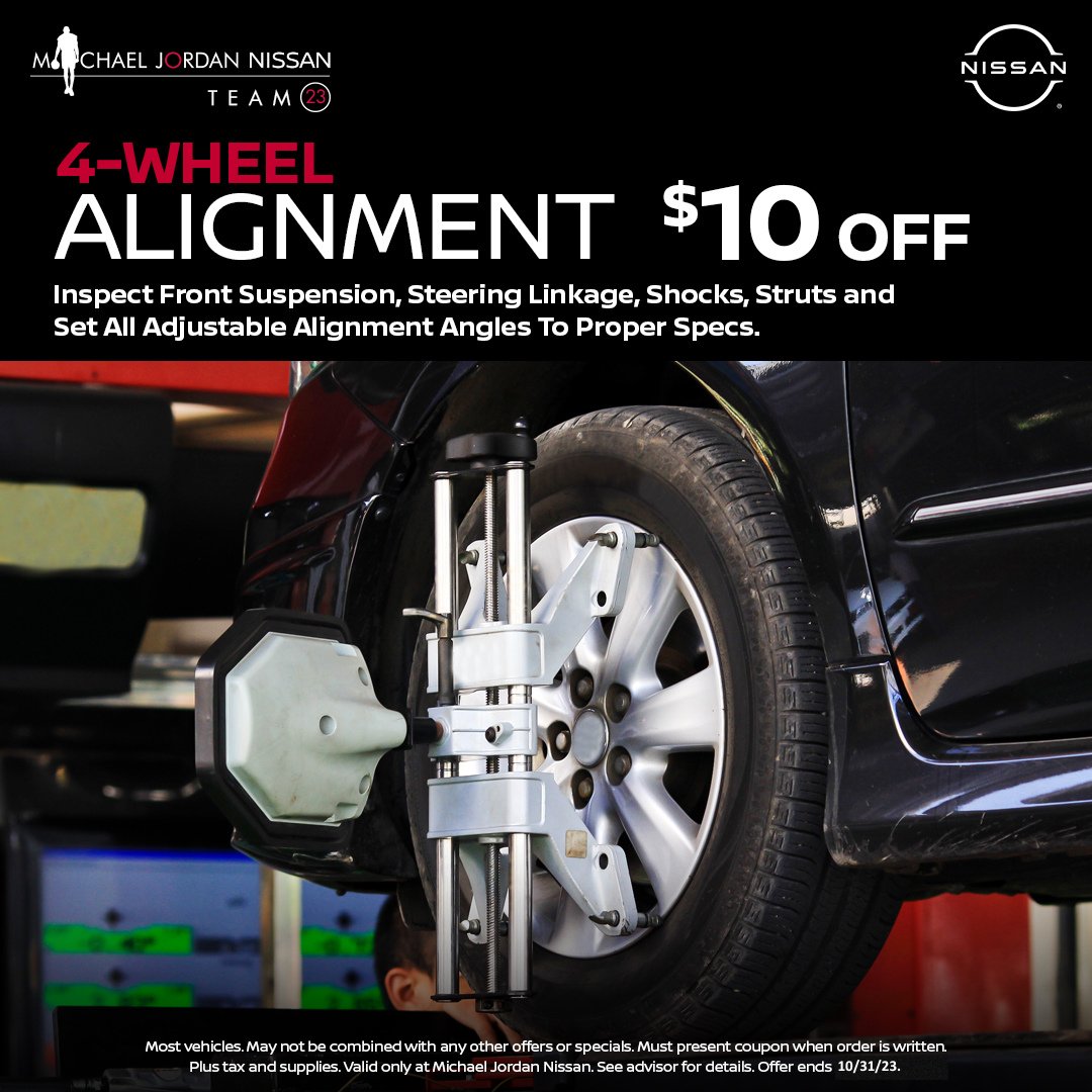 MJNissan's tweet image. Do you feel your car pulling to one side while you're driving? You may be in need of an alignment.🚗 Schedule a 4-wheel alignment before 10/31 and get $10 OFF your total!💸 

Schedule today: bit.ly/3314kpx 

#4WheelAlignment #CarCare #CarAlignment #Nissan