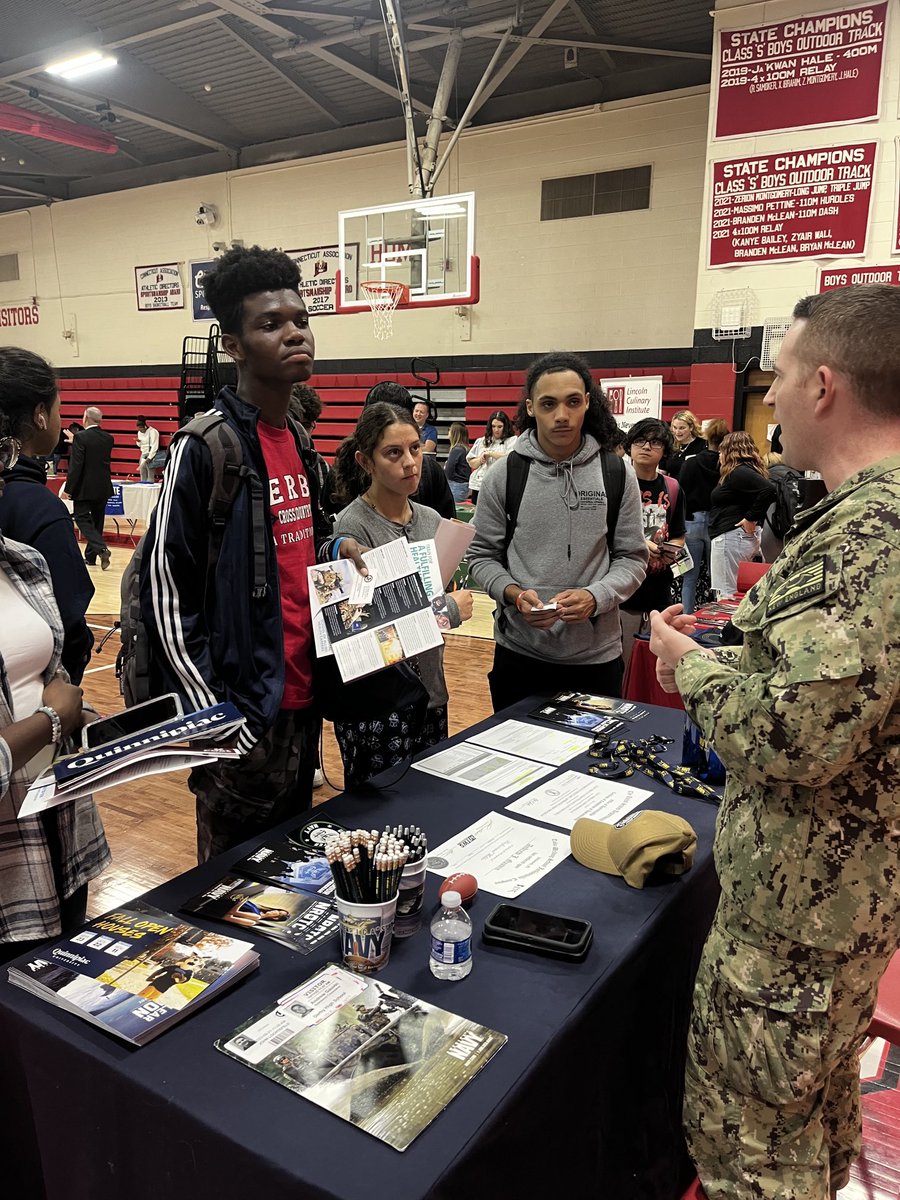 Students getting to engage various groups at the recent college fair, thank you to our school counselors, this was a huge success.