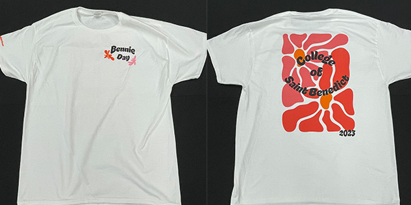 Excited to unveil the 2023 Bennie Day t-shirt designed by the current CSB Senate! Get one, or five, today by clicking here: bit.ly/3FdnCLt #gobennies