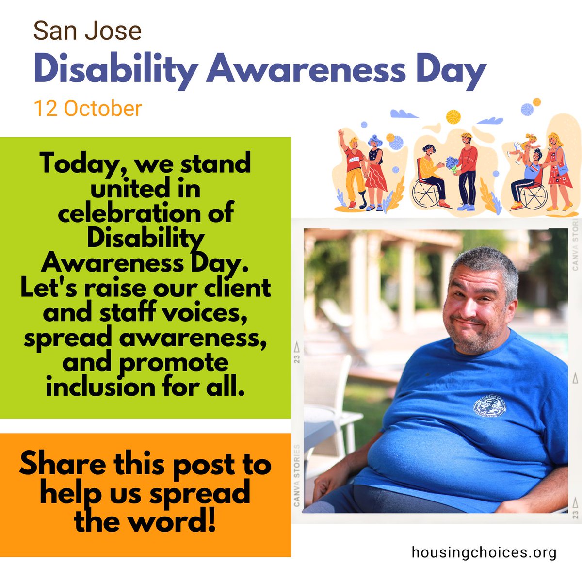 Housing_Choices's tweet photo. Celebrating Disability Awareness Day!

Today, we come together to celebrate the beauty of diversity and raise awareness for developmental disabilities.

#disabilityawarenessday #inclusivity #disability #developmentaldisability #IDD #autism #housing #SantaClara @CityofSanJose https://t.co/TaasFI4dbD