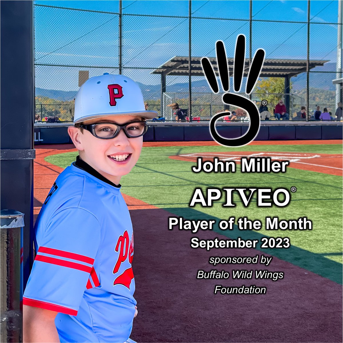 APIVEO's tweet photo. CONGRATULATIONS JOHN MILLER!!!
John Miller has been named our September 2023 APIVEO Player of the Month sponsored by Buffalo Wild Wings Foundation!!

John is a 13-year-old athlete that plays baseball and football with the Northside Youth Organization (NYO)
1 of 3 https://t.co/Dy9iWfhGgJ