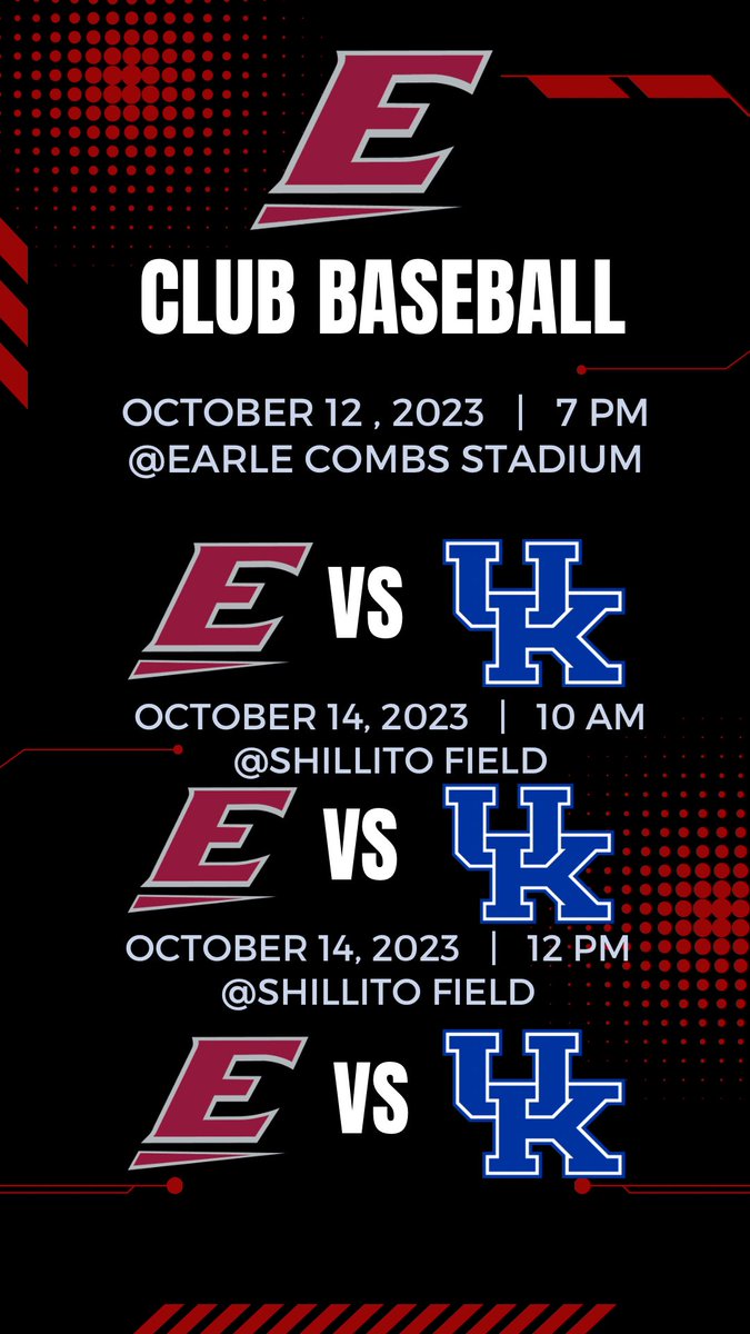 Starting this conference series off early🚨‼️ Tonight your kerns take on UK at 7 at Earle Combs Stadium! Be sure to tune in to the twitch @ekuclubbaseball
#rollkerns