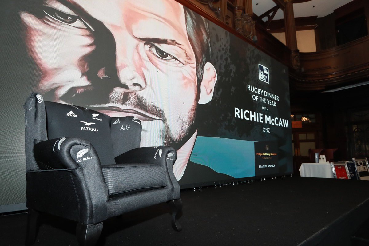 Our ‘Rugby dinner of the Year, 2023 with the legendary Richie McCaw ONZ @Coal_Exchange with hosts for the evening @_SeanHolley and @PollyJames in support of @SDFHC is in full swing. #rdoty2023