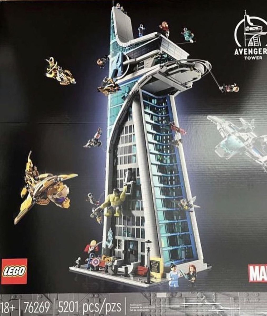 MarioPower_10's tweet photo. First look at Lego Marvel 76269 Avengers Tower

Prices: $524.99
Pieces: 5201
Releases: November 24th

#legonews #legoleaks #mcu #MarvelStudios https://t.co/48X58p50Sh