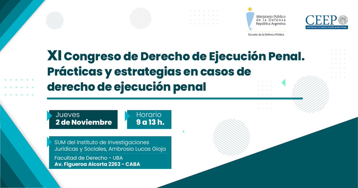 MpdArgentina's tweet photo. Se encuentra abierta la inscripción para participar del taller presencial “Prácticas y estrategias en casos de Derecho de Ejecución Penal”, que se realiza en el marco del XI Congreso de Derechos de Ejecución Penal. https://t.co/0LcCRAMHFO