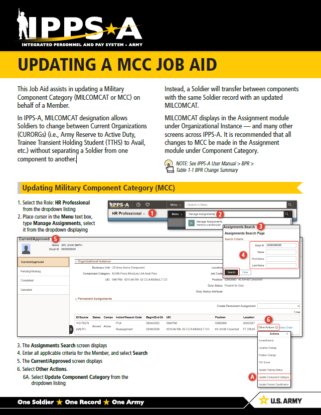 IPPSArmy's tweet photo. Learn more about updating MCC! This Job Aid assists in updating a Military Component Category (MILCOMCAT or MCC) on behalf of a Member.
S1Net: https://t.co/RnII4EB0RH
FB Group: https://t.co/u7GmAOSXq9
Web: https://t.co/Oec3MW3e6C
#IPPSATraining https://t.co/qgtYSSmjQL