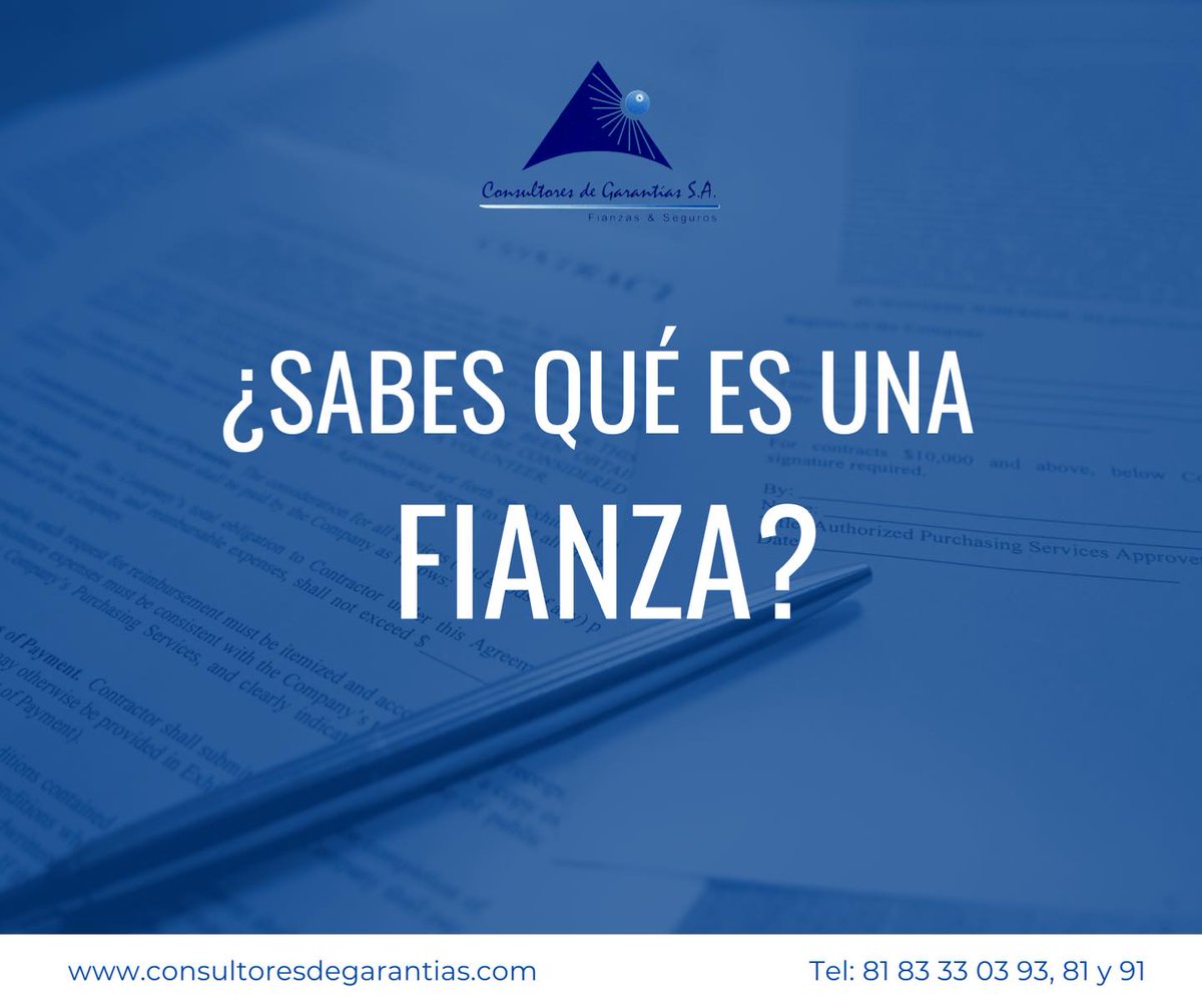 CGarantias's tweet photo. La fianza es un tipo de garantía que trata de asegurar el cumplimiento de una obligación (deuda).
Te recordamos que nosotros manejamos fianzas de fidelidad, judiciales, administrativas, crédito, etc.
Adquiere tu fianza con nosotros. Escríbenos para más información. https://t.co/Wd1YO38Jld