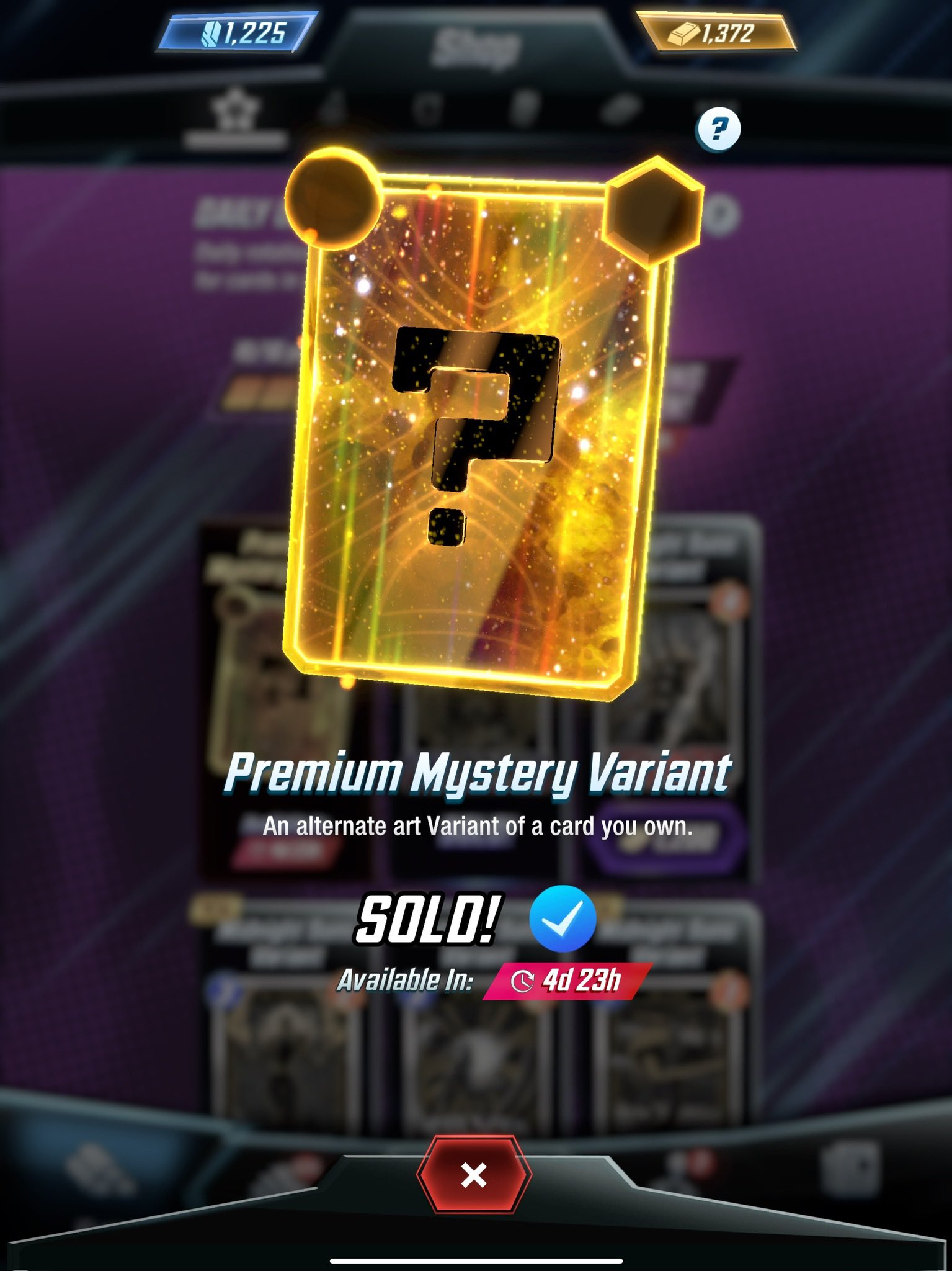 Ken on X: Looks like I can no longer get Midnight Suns Variants for 800  gold until the end of the cool down. Never knew there was a cool down for  premium