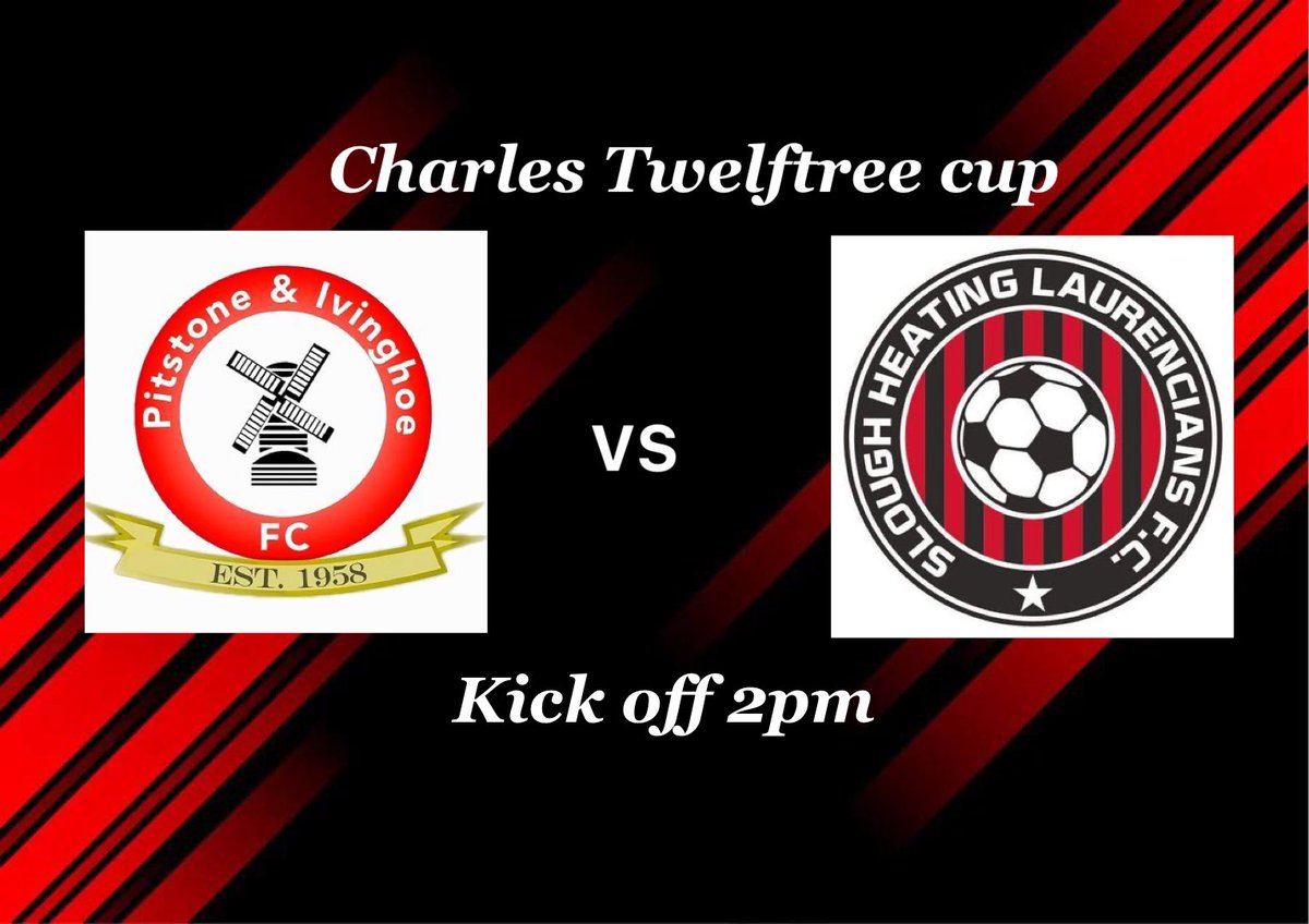 Sat14th October we welcome @SloughLauries for the second round of the Charles Twelftree cup (CC) Entry £4,concessions £2, under 16’s free 🔴Kick off 2pm ⚫️ Drinks & food available ,Bar also open🍺 Marsworth Road, Pitstone, Leighton Buzzard LU7 9AP We look forward to seeing you!