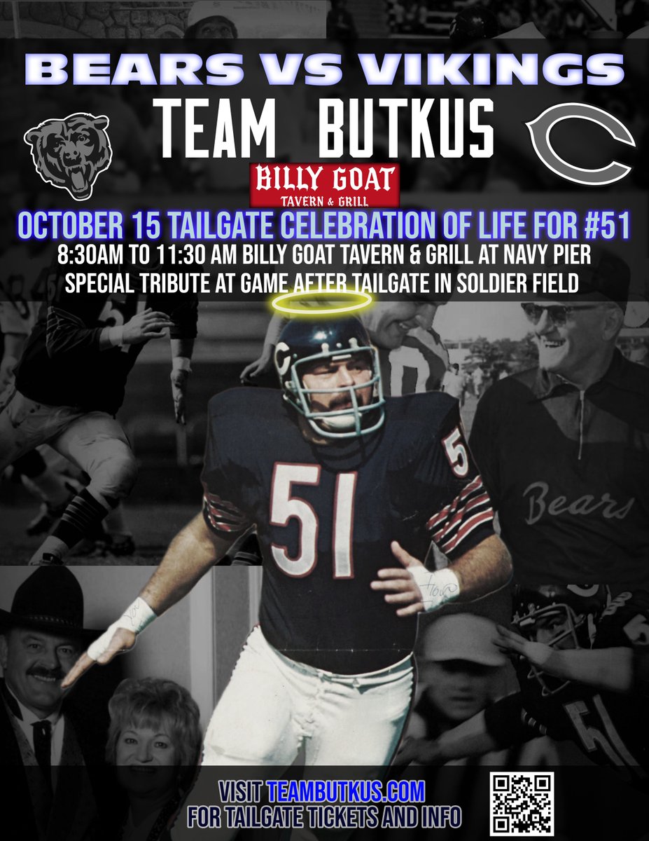 We'll be hosting a Celebration of Life for Dick Butkus this Sunday before the game and at the game. When we started Team Butkus, our goal was to bring together the community through the spirit of Dick Butkus. We are looking to uphold just that. RSVP @ teambutkus.com