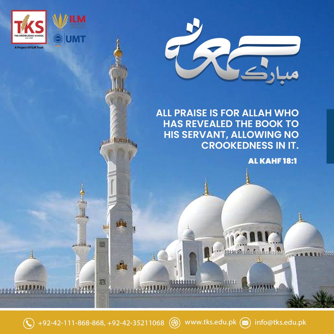 On this sacred day of Jummah, may your deeds be accepted, your prayers answered, and your heart filled with peace.
#JummahBlessings #PeacefulHeart #TKS #TheKnowledgeSchool #studentlife #schoollife #myTKS #myILM #myUMT