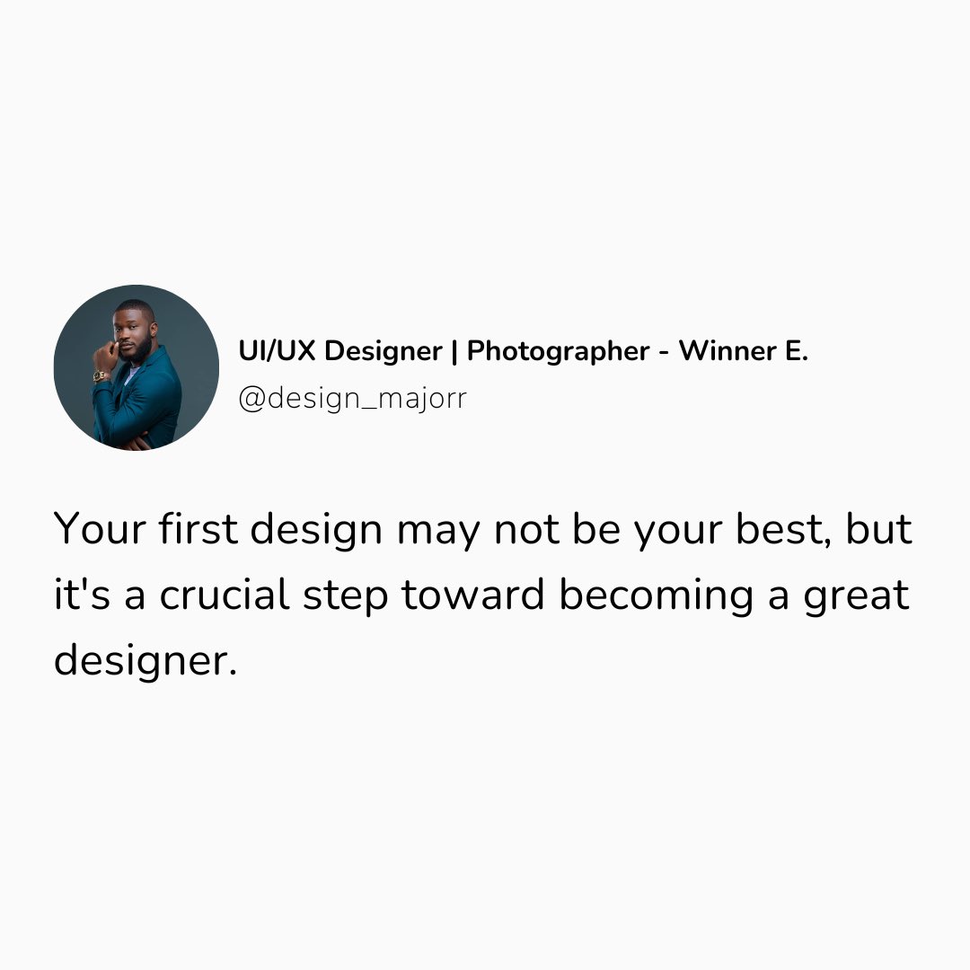 majorrduff's tweet photo. Dear Newbie UIUX Designers,
Don’t be afraid to put out your first design, own it and share it. It’s a step towards becoming a great designer.
#uiux #uiuxdesign #design #designer #trend #ui #ux #daily #dailypost #dailyuiuxdesign #newbie #newbies #uiuxnewbie #uiuxdesignnewbies https://t.co/xV7sKmxmFQ