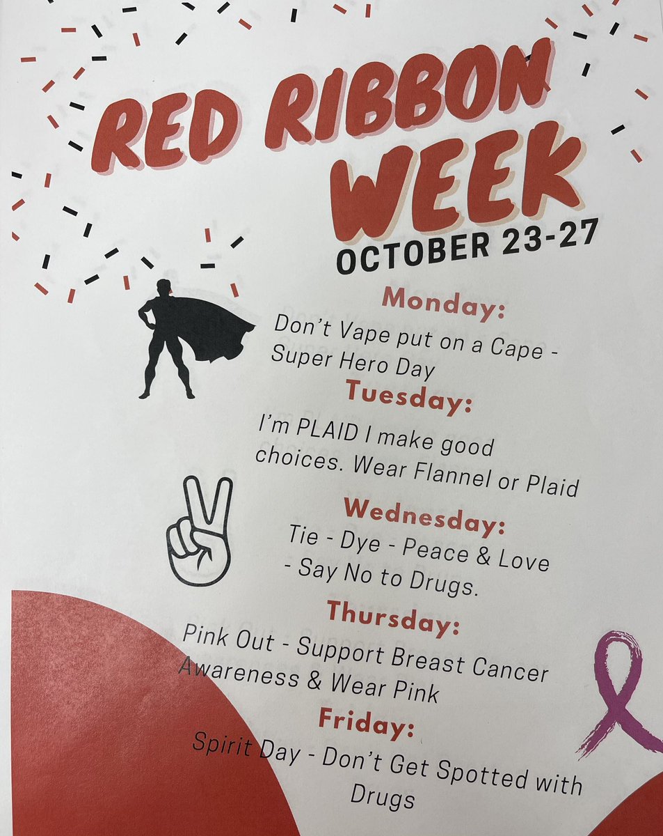 Lorena_Middle's tweet image. Heads up LMS - Red Ribbon Week is coming!! #TheLeopardWay