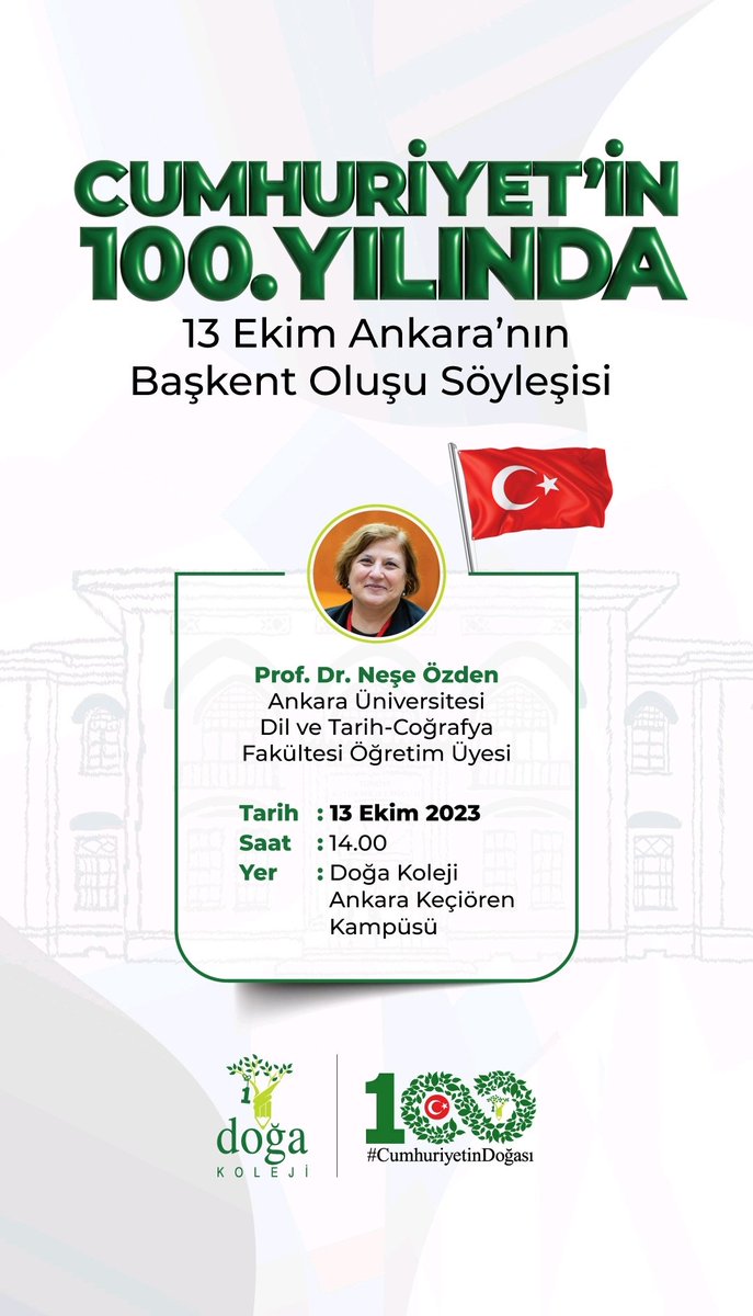 13 Ekim'de Doğa Koleji Keçiören Kampüsümüzde, Ankara Üniversitesi Dil ve Tarih-Coğrafya Fakültesi Öğretim Üyesi Değerli Hocamız Prof. Dr. Neşe Özden'i ağırlayacağız.