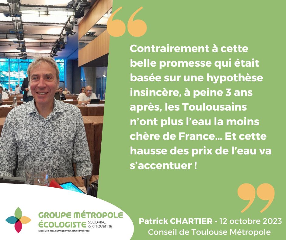 Ecolo_ToulouseM's tweet photo. @MicheleBleuse @EELVToulouse @GenerationsTlse @AntoineMAURICE @DALToulouse31 @Economie_EELV @TMHabitat @CodevTlse Patrick Chartier est intervenu pour dénoncer la hausse de +11% du prix de l'eau, qui s'élève désormais à 3,23€/m3 à #Toulouse contre 2,88€/m3 à #Strasbourg 🚰

⚠️M. #Moudenc a trahi sa promesse de campagne de nous fournir l'eau la moins chère de France

https://t.co/DTdnUNA8wE https://t.co/JQZYdoD8Pe