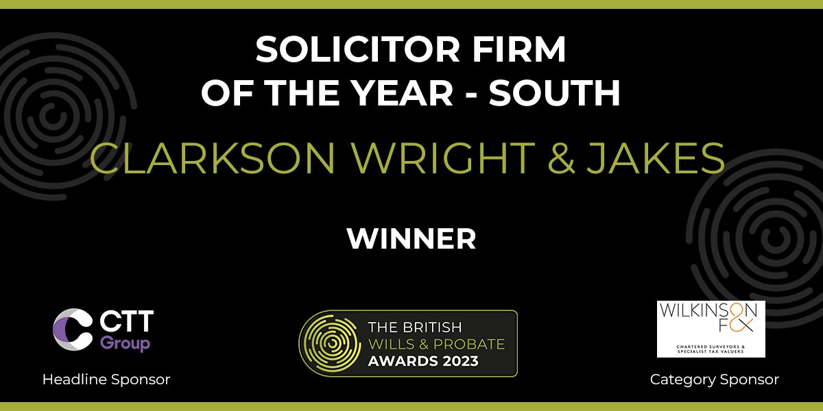 🙌 Incredibly proud to be awarded 'Solicitor Firm Of The Year - South' at the #BWAPAwards2023.   This award validates our Wills team's outstanding contribution to our firm's success and recognises their commitment to delivering excellent client service. #Teamwork #Excellence