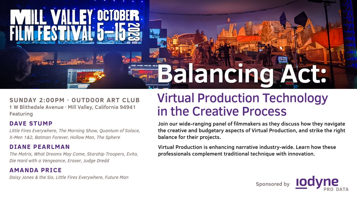 iodynepro's tweet image. Join iodyne at MVFF46 this weekend! As part of our Northern California roots, iodyne is proud to sponsor this year's technology panel on Virtual Production. Reserve your free ticket and come hear from our incredible panel of filmmakers. bit.ly/46srEM3