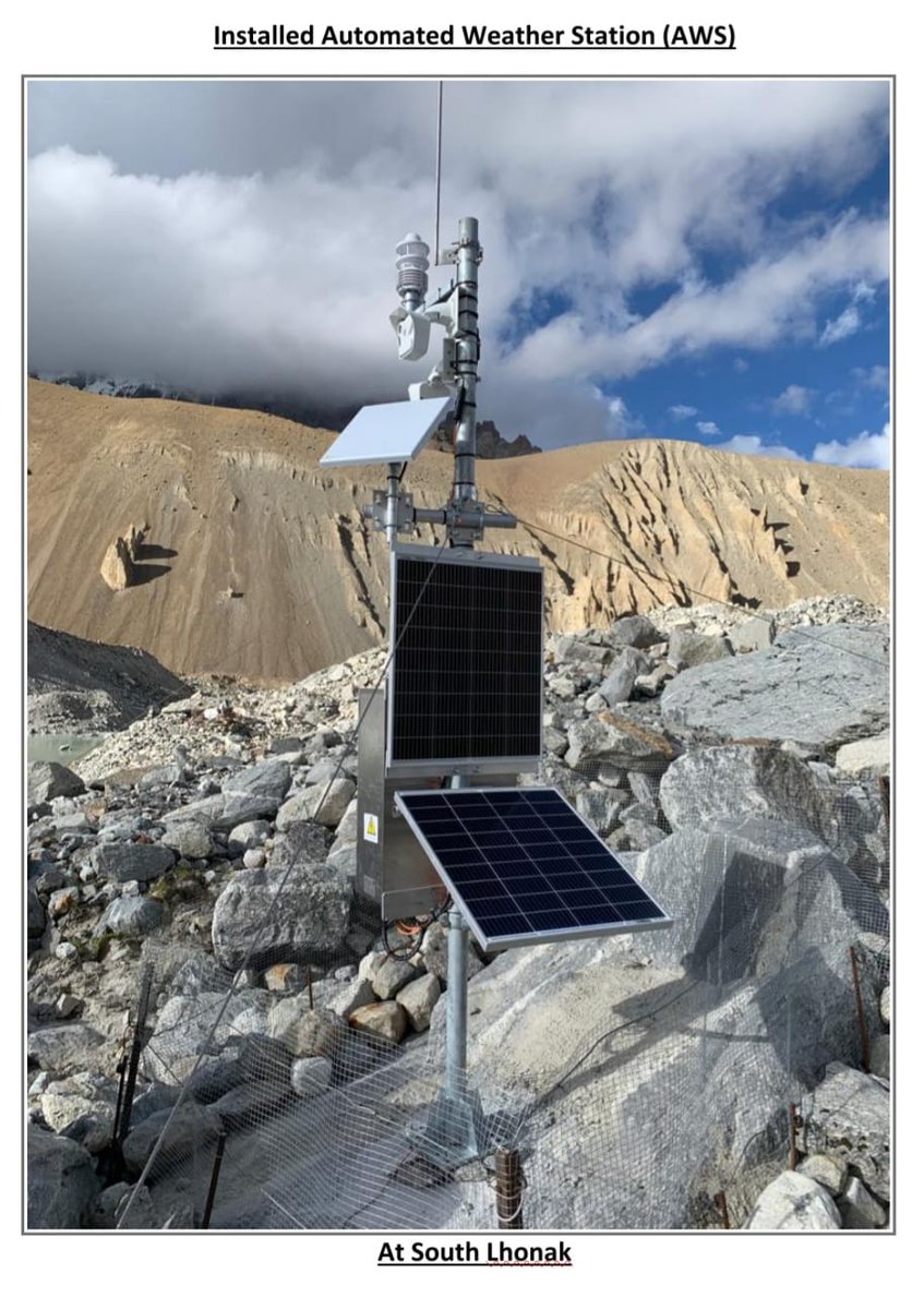 ndmaindia's tweet photo. Two @ndmaindia -led multi-agency expeditions to two high-risk glacial lakes, South Lhonak &amp; Shako Cho in Sikkim,  installed two solar-powered, twin-camera, Automated Weather Stations (AWS). 

In Pics: Installed Automated Weather Station (AWS) At South Lhonak https://t.co/AL2f9uO0Xe
