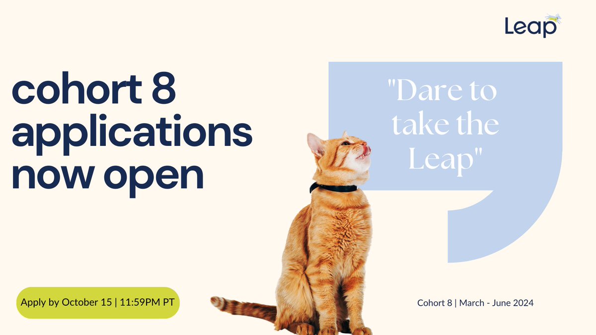 📣 Calling Pet Care Startups! 🚀 

Apply by Oct 15 for the 8th cohort of  #Leap Venture Studio's #accelerator program. 

Get $200K funding, 12-week  hybrid program (Mar 4 - Jun 10), mentorship from experts, and access to a  strong network. 

Apply now: f6s.com/leap-studio-20…