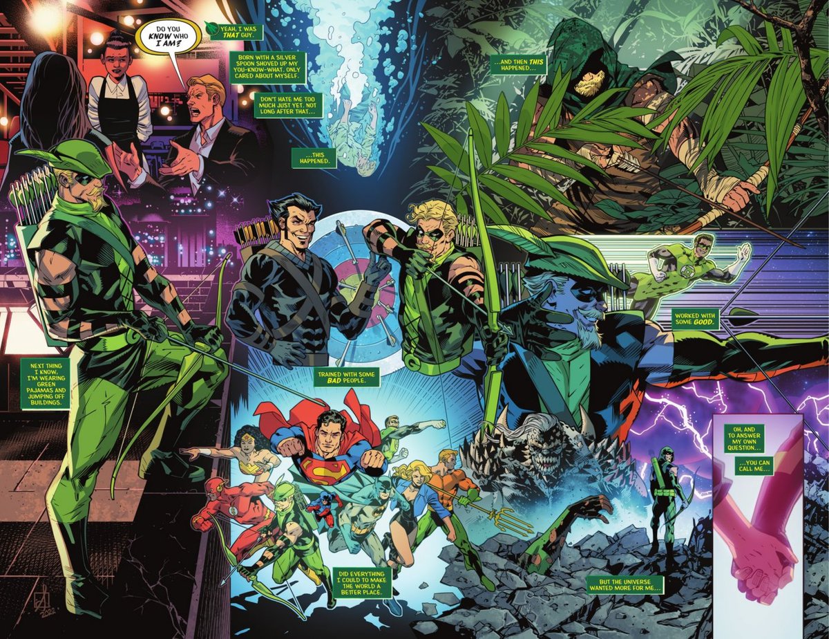 TheoryOfX's tweet photo. #DawnOfDC kind of slaps. Williamson's #GreenArrow, Johns' #JusticeSocietyofAmerica, and Waid's #WorldsFinest are each building their own #hypertime, post #New52 continuities -- without really stepping on each others' toes. https://t.co/EHt3oq8toC
