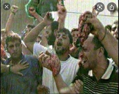 Shoshana51728's tweet photo. On this date in 2000, two Israelis took a wrong turn and accidentally entered Ramallah .  Palestinian savages dragged them out of their cars and  brought them to the PaliNazi police department where the barbarian Palestinians proceeded to lynch and disembowel them.

The majority of Palestinians support the terrorist organizations responsible for the current terrorist attacks and massacres.Given the opportunity, many would massacre Jews.

Palestinian society is diseased beyond repair!