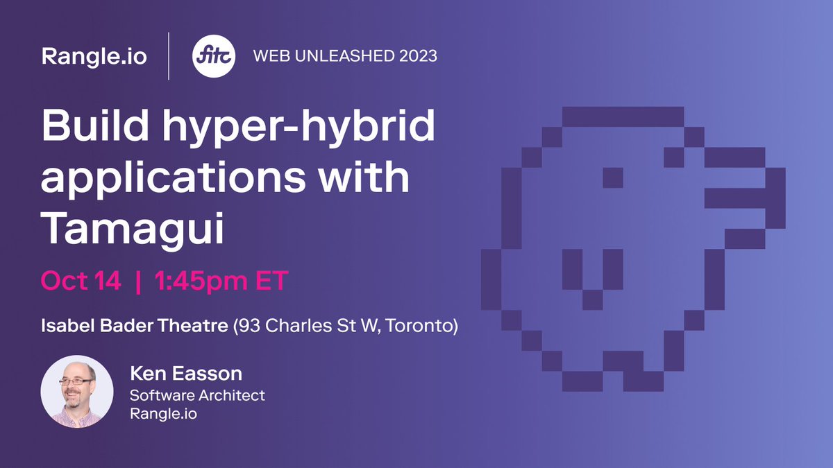 rangleio's tweet image. 📢 Join us at #WebU23! We're presenting 'Build Hyper-Hybrid Applications With Tamagui' on Oct 14 at 1:45 PM. Don't miss this insightful session by Ken Easson, Software Architect. 🚀 

Grab your ticket here: fitc.ca/event/webu23/

#tamagui #rangle #softwarearchitect #torontotech