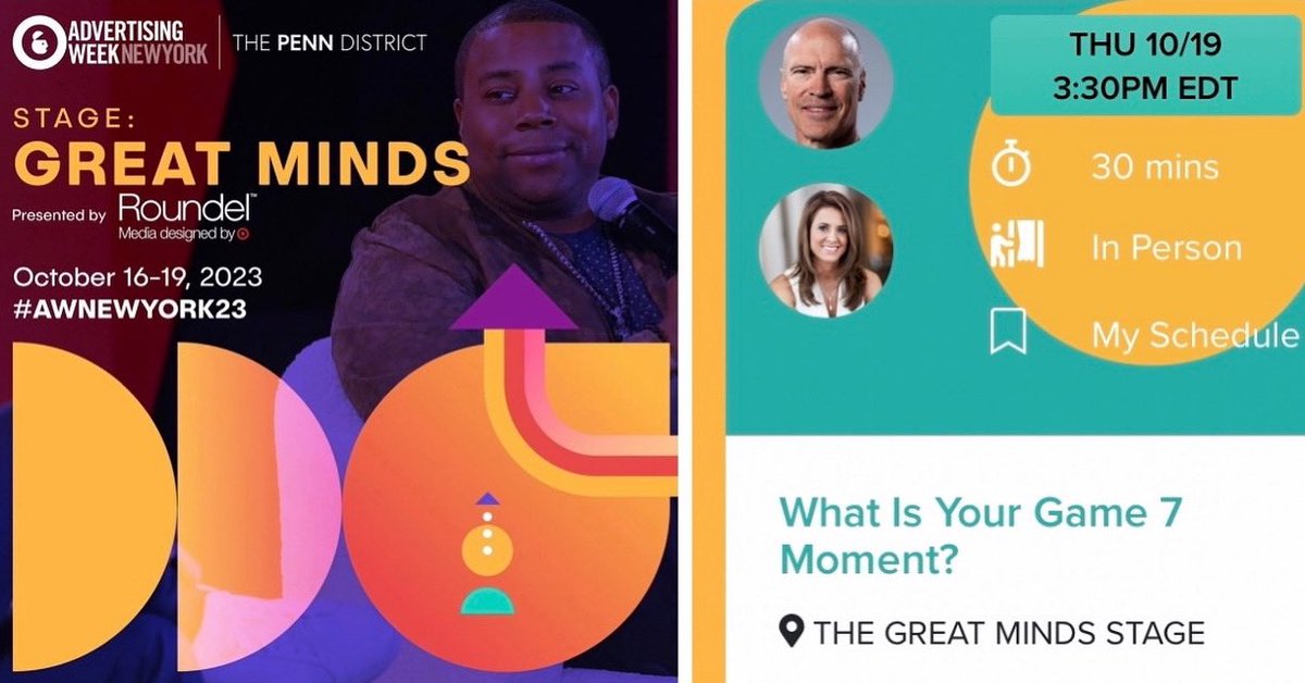 I can’t wait to join Mark Messier in New York on stage at <a href="/advertisingweek/">Advertising Week</a> sharing about Game 7 greatness!

#thegreatmindstage
#greatness #risetothechallenge #game7 
#markmessier
#newyork 
<a href="/SpeakersDotCa/">Speakers Spotlight</a>