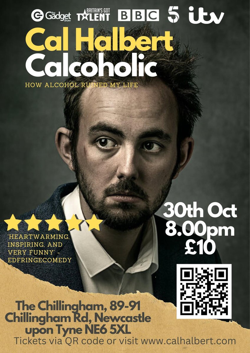 Join me for 'Calcoholic: How Alcohol Ruined My Life' on Oct 30th at The Chilli. A comedy show with a powerful message. Get your tickets at CalHalbert.com. See you there! #Calcoholic #StandUpComedy #LifeLessons #Newcastle #whatsonne