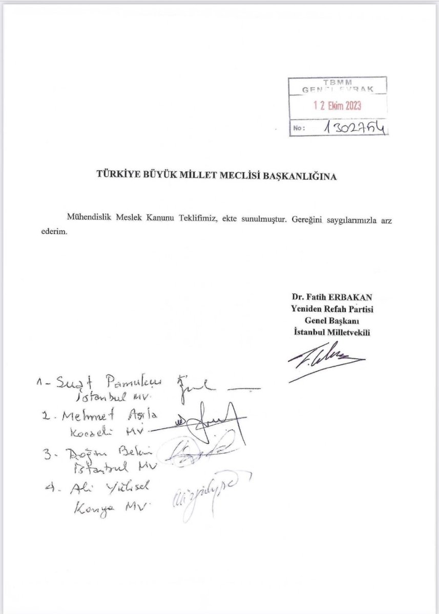 Duyduk Duymadık Demeyin!!!

Mühendislik Meslek Kanunu için Meclis'e teklif sunuldu!

Prof.Dr.Doğan Aydal, <a href="/prof_aydal/">Prof.Dr.Doğan AYDAL</a> Yeniden Refah Partisi olarak Mühendislik Meslek Kanunu için Meclis'e teklif sunduklarını açıkladı
