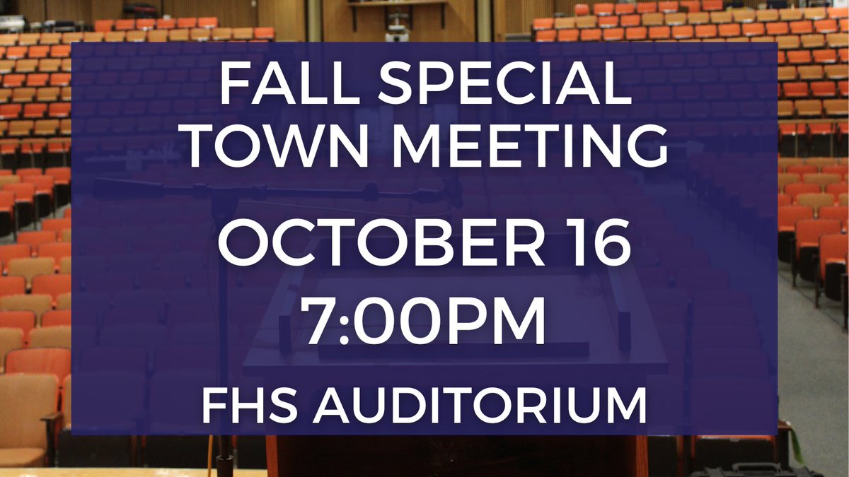 4 day until the Fall Special Town Meeting!  Review the warrant and watch the STM Warrant Review here bit.ly/3RG5sK4