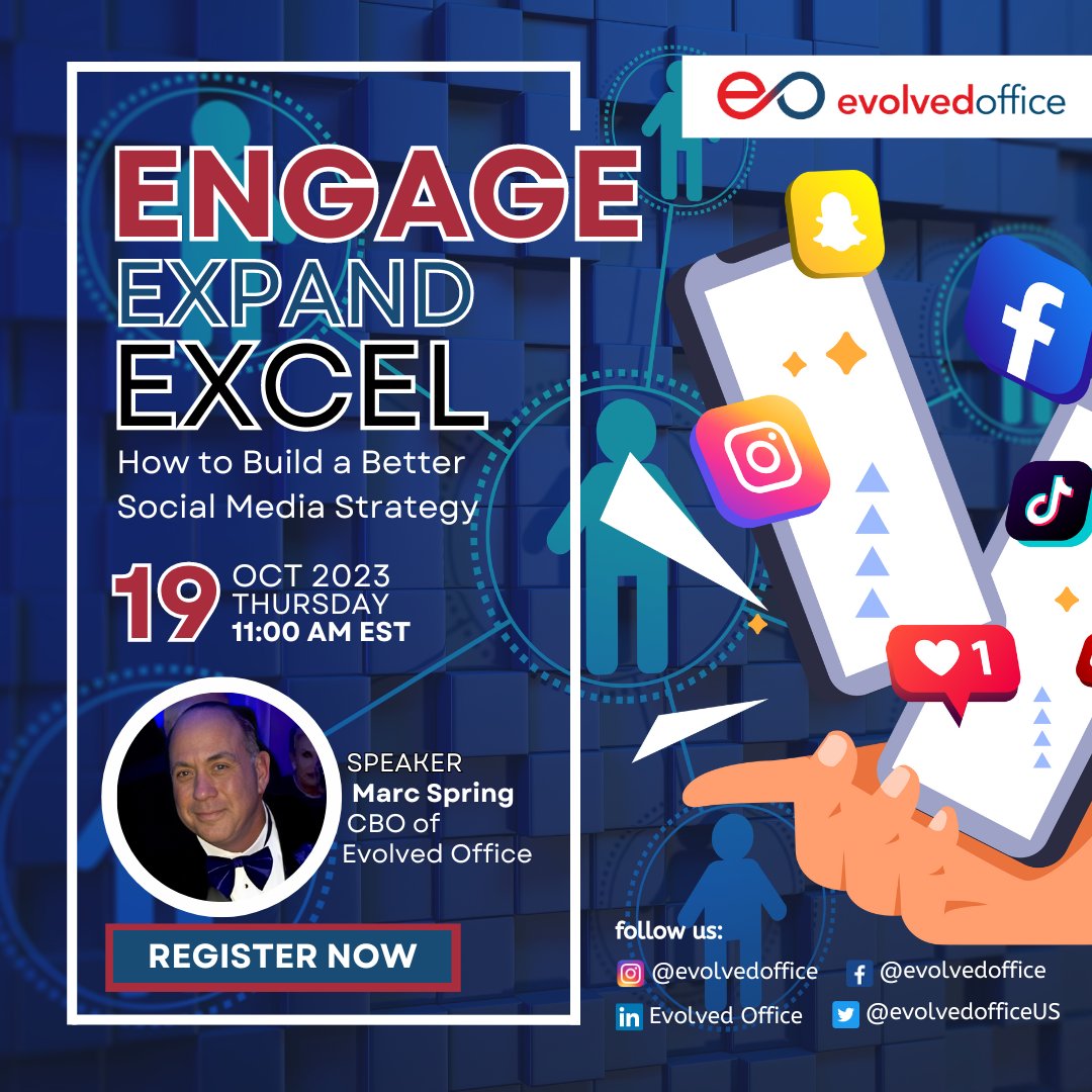 We are thrilled to announce our exclusive webinar titled "Engage, Expand, Excel: How to Build a Better Social Media Strategy" Join us on October 19th at 11 AM EST! 🗓️

Secure your spot now by tapping the link below! 🎟️

📌 bit.ly/3LespzI