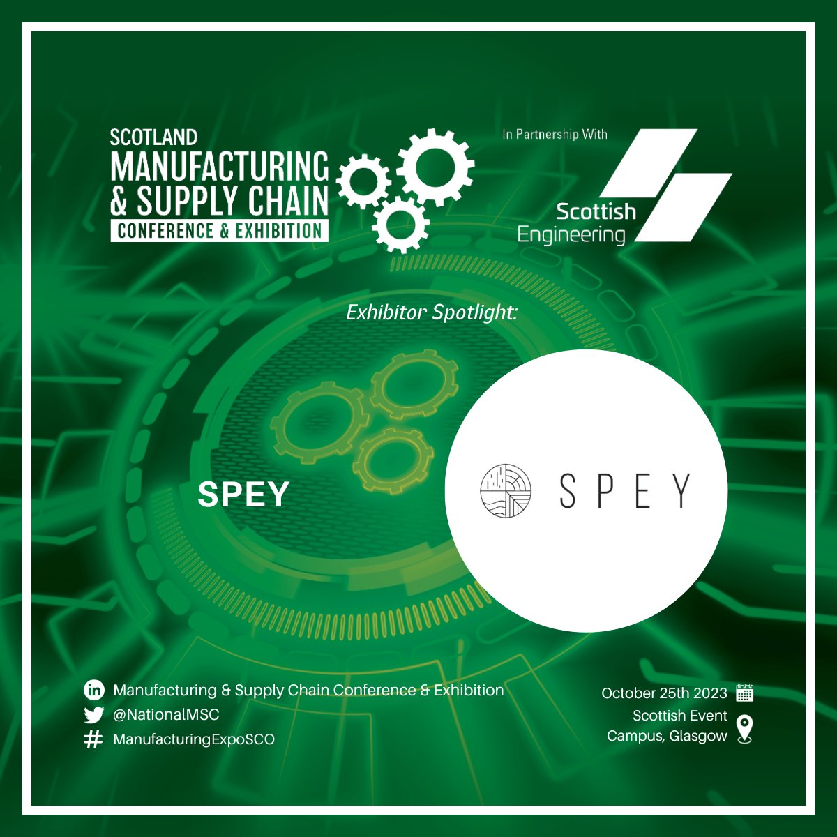 Talk to our esteemed exhibitor, @WeAreSpey , at Scotland Manufacturing & Supply Chain Conference & Exhibition on October 25th, 2023, at Scottish Event Campus, Glasgow!

Register now to secure your spot 🎟️ : manufacturingexposcotland.com/register/

#ManufacturingExpoSCO