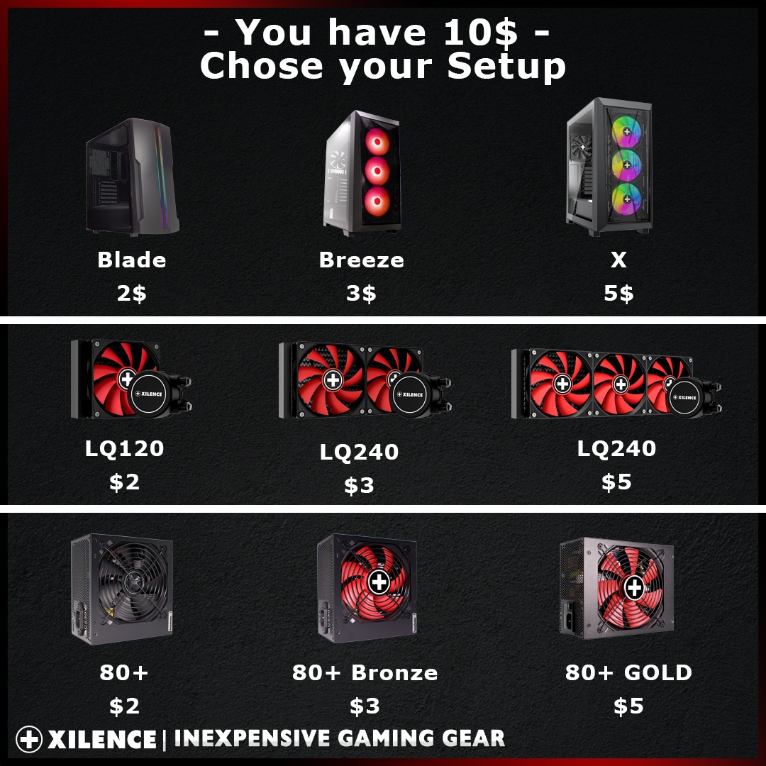 Chose your setup! :)

#xilence #setup #community #psu #powersupply #watercooling #cpucooler #pccase #case #gaming #gaminghardware #hardware #pc #game