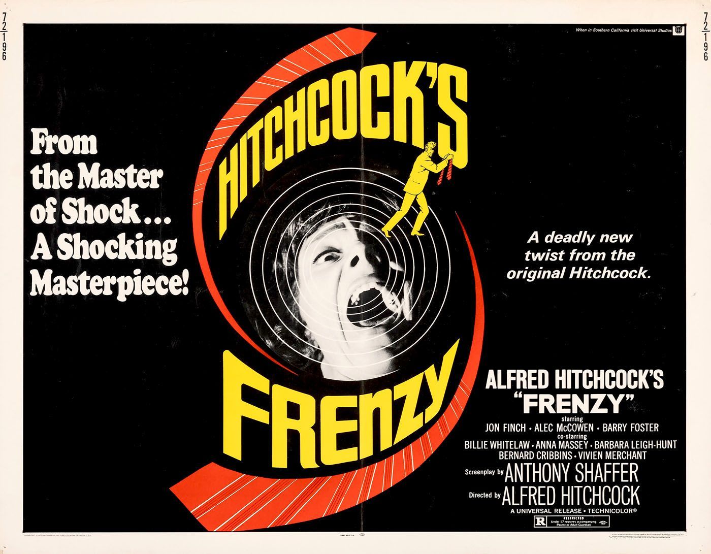 New Beverly Cinema on X: "Frenzy (1972), directed by Alfred Hitchcock,  screenplay by Anthony Shaffer, screens this Saturday & Sunday, October 14th  & 15th, on a 35mm double bill with Tightrope (1984),