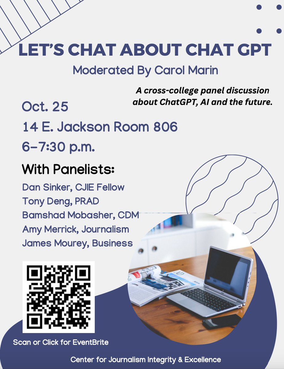 Join us for a cross-college panel discussion on the future of #AI & its influence on journalism, PR+advertising, business, & computer science. Uncover insights into the realm of #ChatGPT & explore the rapid advancements reshaping our fields. RSVP now! #FutureOfAI