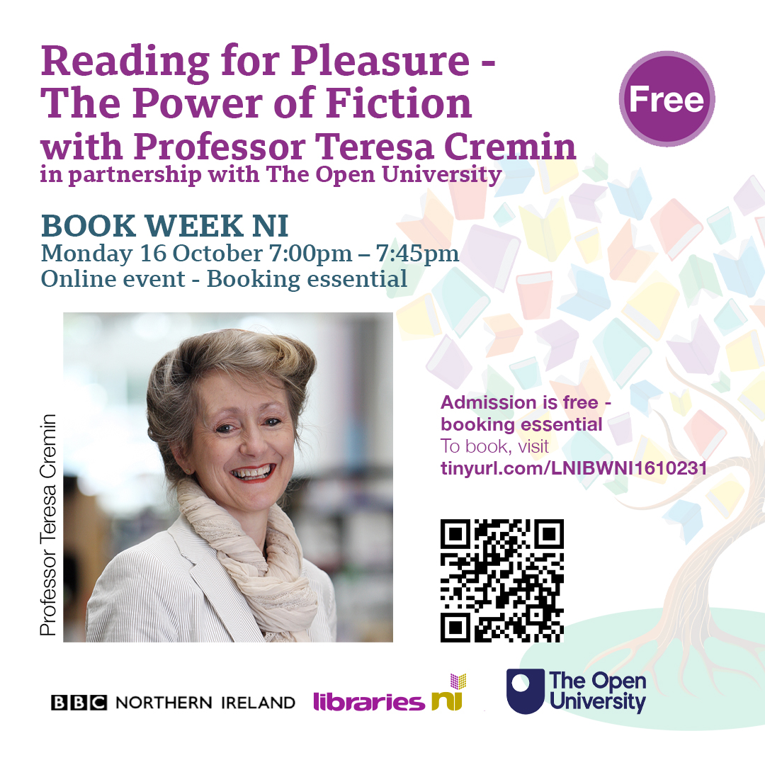 Professor Cremin from @oubelfast will discuss the different benefits of reading and offer tips to engage children. 🤗

This event is suitable for teachers, parents, and anyone interested in developing children's reading

Booking essential 👉 tinyurl.com/LNIBWNI1610231
#BookWeekNI