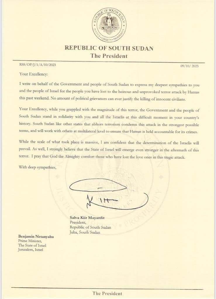 ngoradup1's tweet photo. The people and the government of the Republic of South Sudan 🇸🇸 stand with the People of Israel 🇮🇱  on the wave of Terror Attacks. https://t.co/EHoMBjcKJt